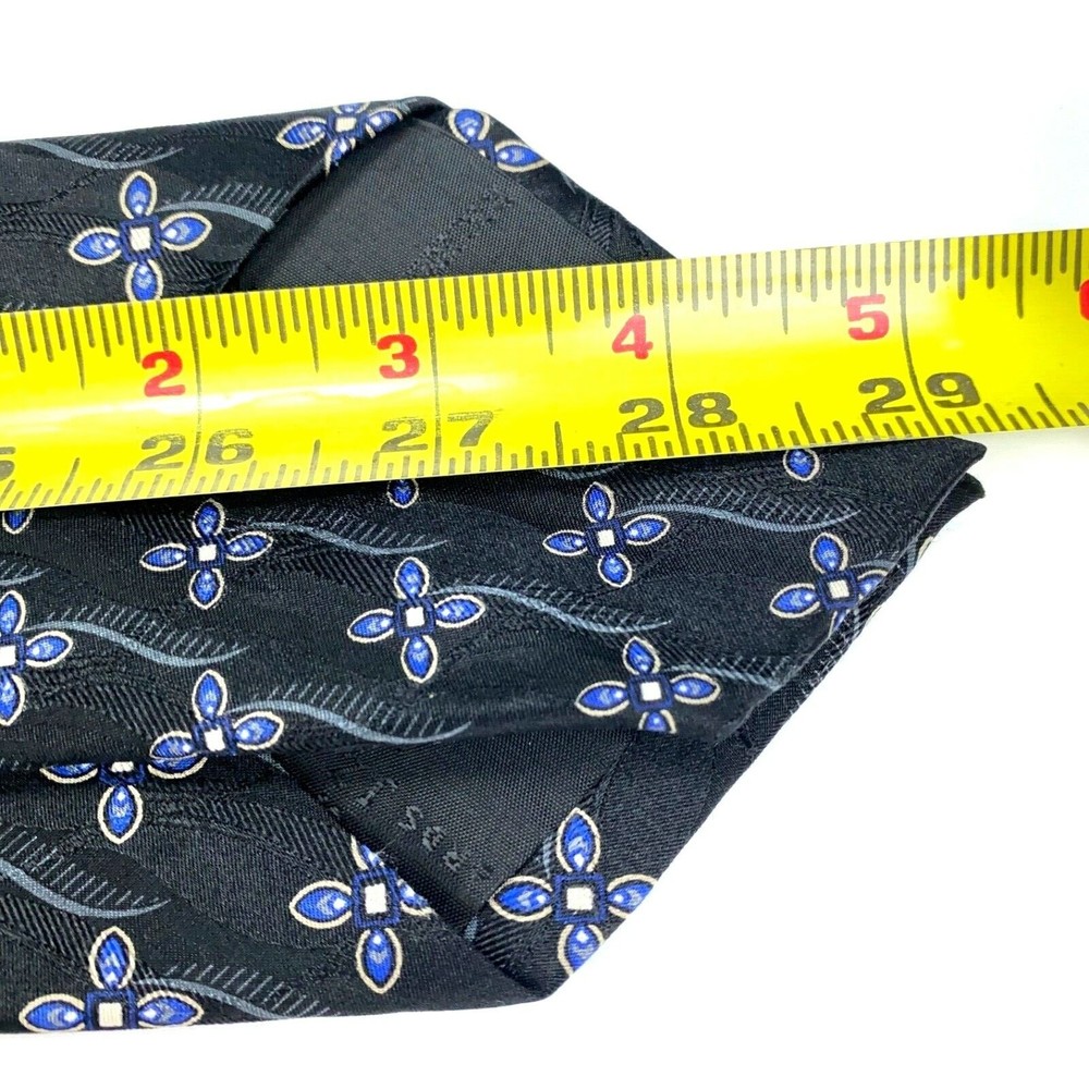 For Nordstrom By JZ Richards Black Blue Gray Geometric Floral Tie Men's Necktie - Picture 9 of 10